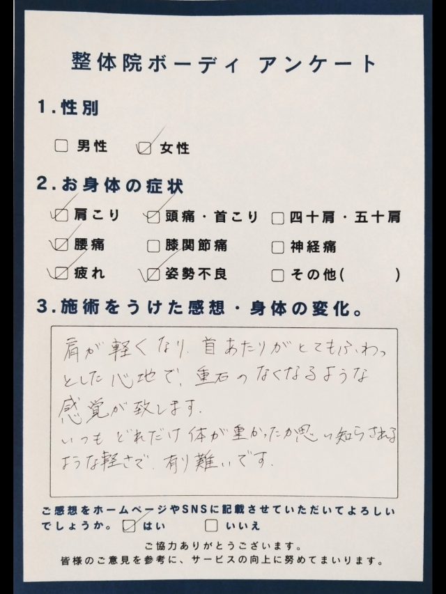 アンケート用紙